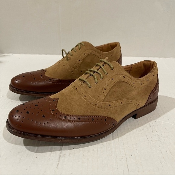 Men’s Royal Shoes Brown Faux Leather Dressy Oxfords Size 7.5 US! - Picture 2 of 11